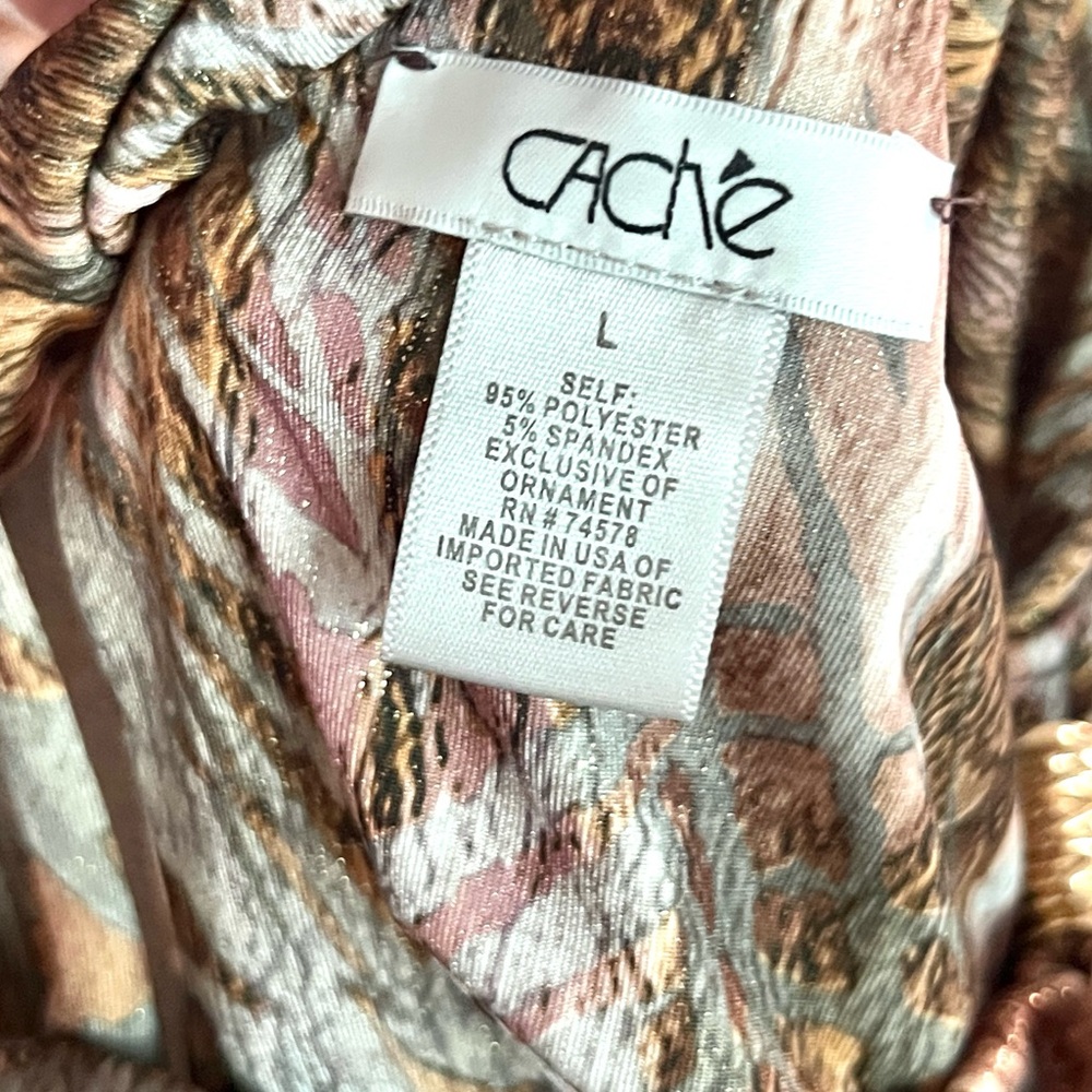Cache,Beautiful Colors,Scoop Neck w/ Gold Accents Cache, Excellent Con.,Size L - Picture 3 of 8